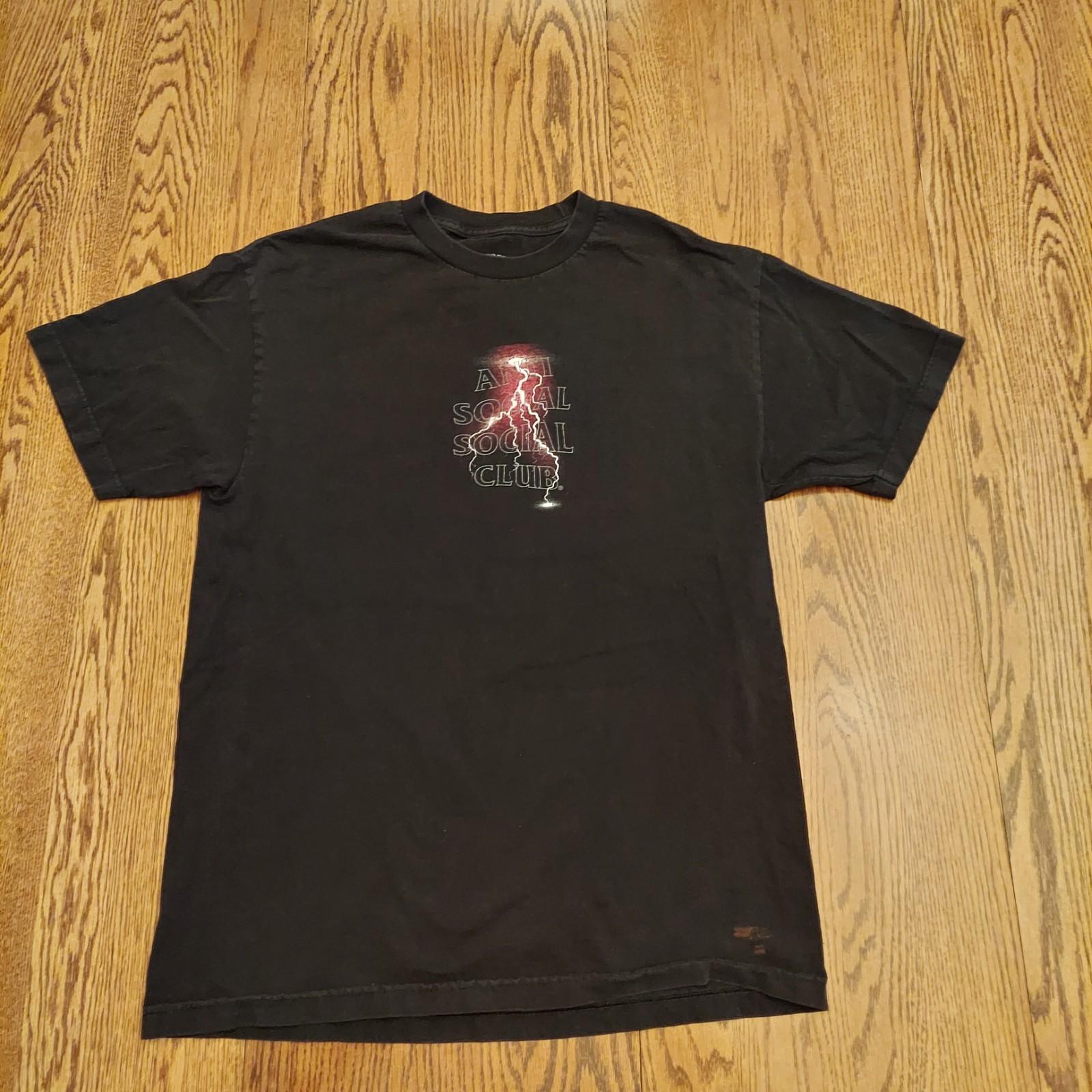 Anti Social Social Club T-Shirt Lightning Graphic Black Size M USA Made Unisex T-Shirt XXL