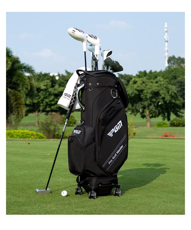 PGM Telescopic Hard Shell Golf Bag with Four-Wheel Push and Inverted Club Storage for Men and Women, Airline Check-in Ready.