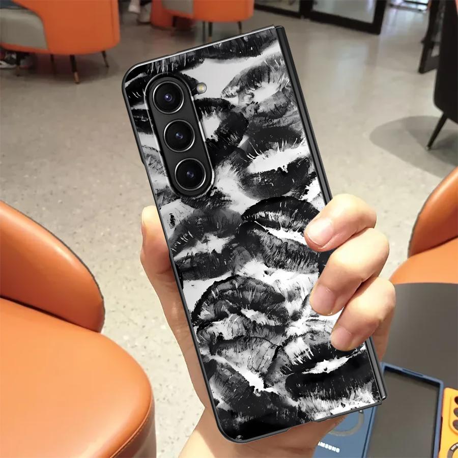 Creativity Lip Print Case for Samsung Galaxy ZFold6 ZFold7 ZFold3 ZFold4 Z Fold 7 6 5 4 3 ZFold5 Back Phone Cover