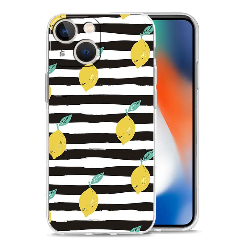 Mediterranean Lemon Luxury Transparent Phone Case For iPhone 15 16 14 13 12 11 Pro Max XS X XR 7 8 Plus Shockproof Clear Cover
