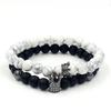 Fashion Versatile Energy Stone Turquoise Braided High Crown White Diamond Mixed Wear Small Crown Set Bracelet Bracelet