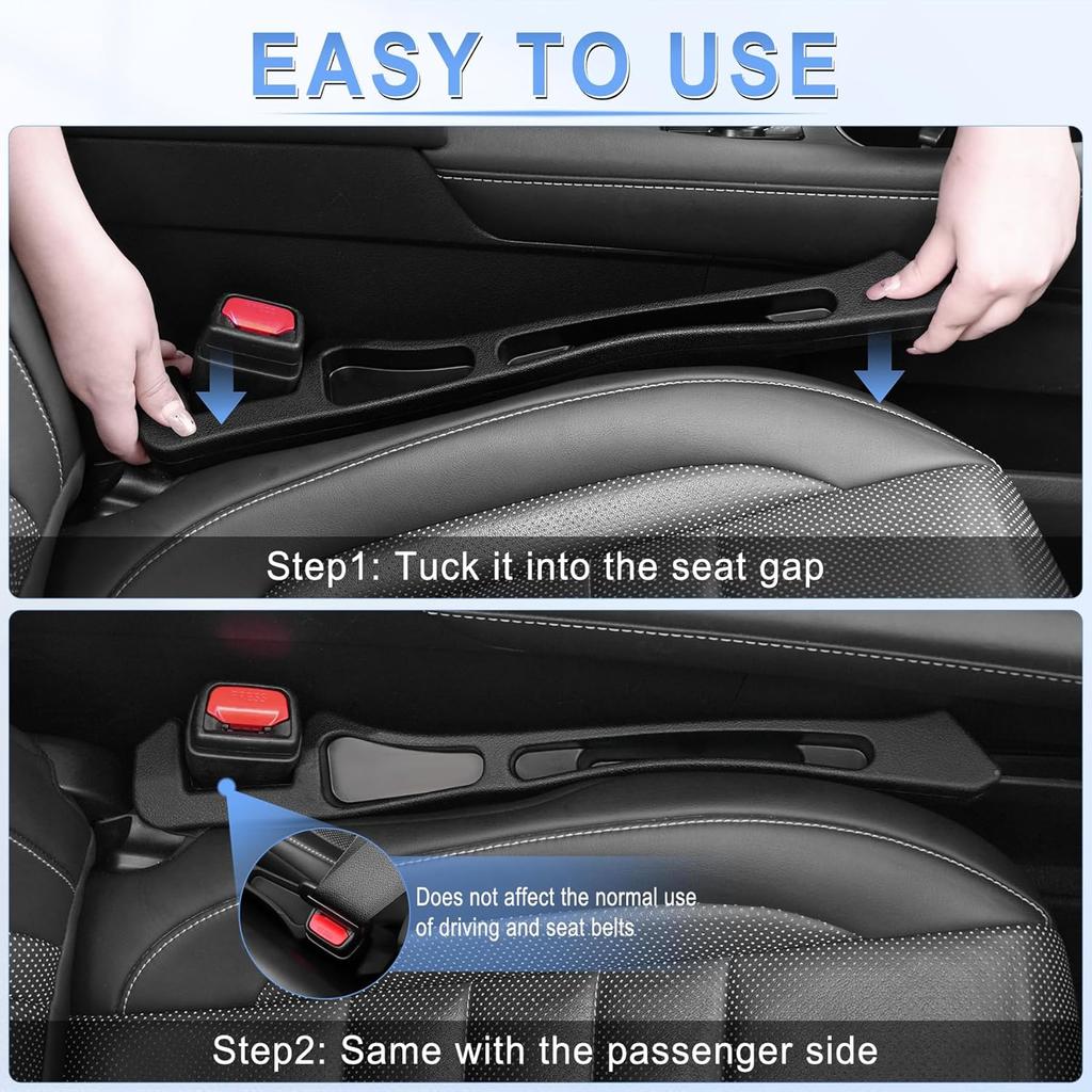 GaRhomxy 2PCS Car Seat Gap Filler Organizer, Universal Fit Gap Stopper For Cars SUV Truck, Prevent Drop Between Seat & Console, Anti-Slip Foam With