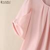 ZANZEA Blusa Casual de Verano para Mujer con Cuello Redondo y Manga Corta