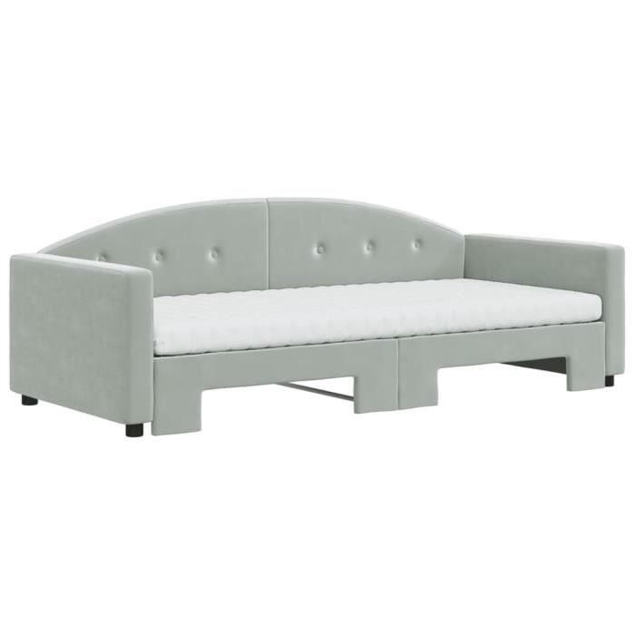VidaXL Daybed with Trundle and Mattress Light Grey 90x200cm Velvet 3197325