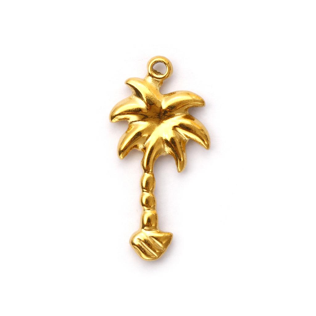 2 Pcs 304 Stainless Steel Ocean Charms 18K Gold Plated Starfish Conch Seal Coconut Tree Pendants For DIY Necklace Jewelry Making