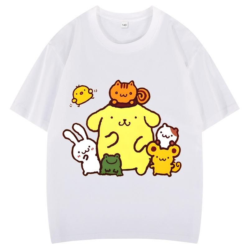 Pom Pom Purin Tshirt Kids Cartoon Casual Summer Girls Short-sleeved Girls T-shirt Clothes BoysTeen Clothing