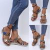 Women Lace-up Closed Toe Comfortable Slip On Leopard Snake Print Wedge Slippers