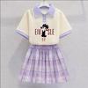 Kuromi Girls' Summer Cartoon JK Skirt Set - Short Sleeve Dress for Middle and Big Kids