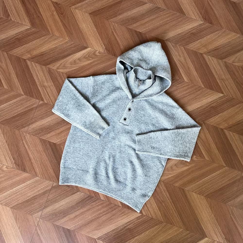 Unisex High Collar Lazy Style Hooded Knit Sweater