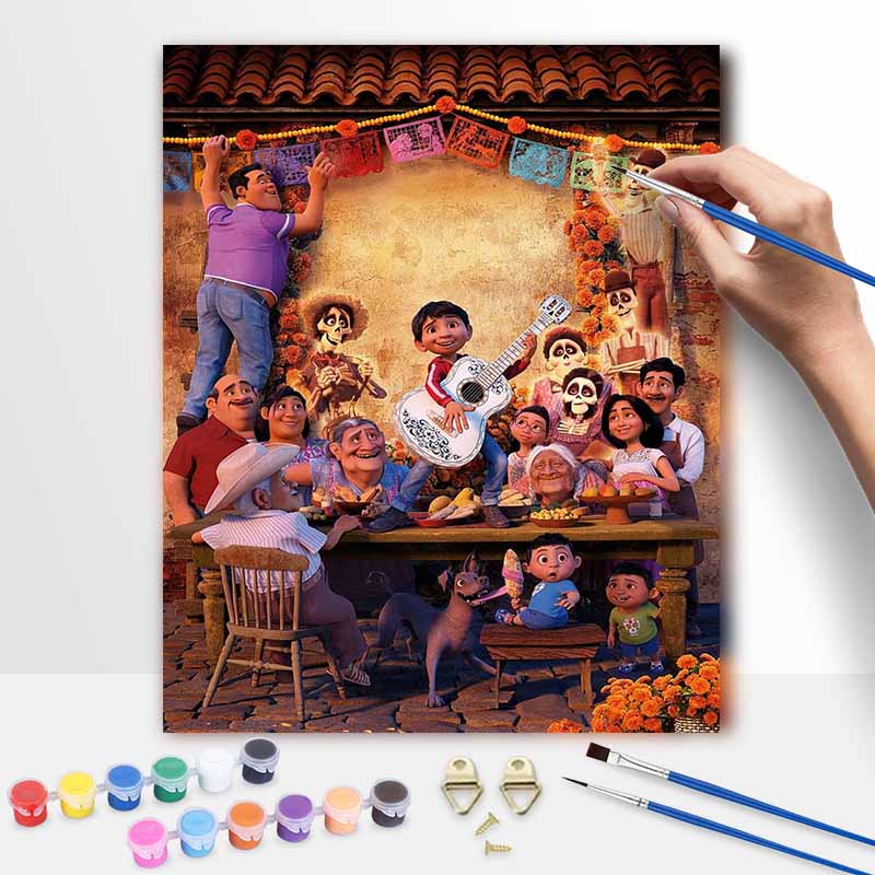 Disney Coco digital oil painting art Miguel and family handmade diy gift home decoration. 20x30cm