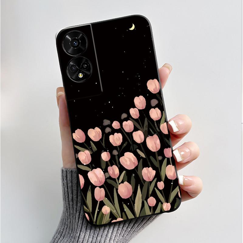 Printing Pattern Case For TCL 50 5G/TCL 50 XE Nxtpaper 5G/TCL 50XE 5G Soft Silicone Black Shell Cover Cute Flower Cartoon Casing