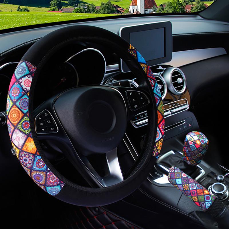 37-38cm Car Steering Wheel Covers Elastic Maple Leaf Pattern Anti-slip Universal Auto Interior Accessories Car Styling