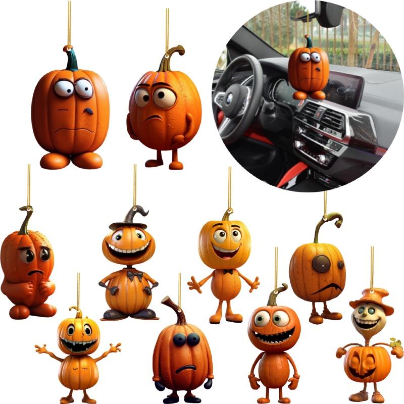 Acrylic Pumpkin Car Hanging Pendant With Ghost Pumpkin Design Colorful Options Halloween Car Decor