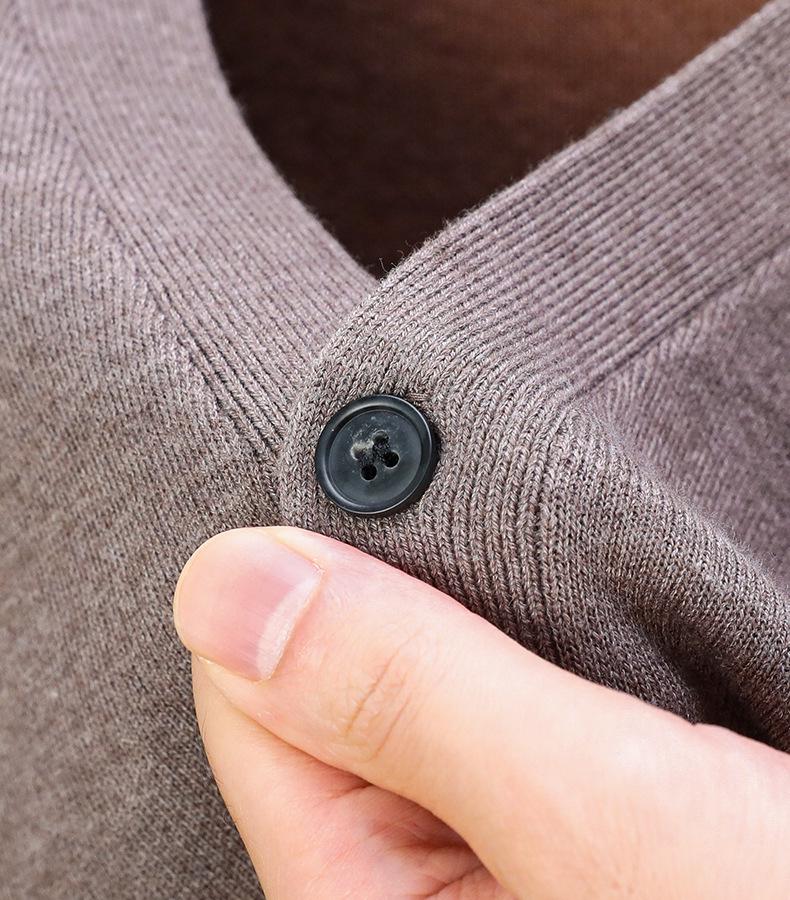 Men's Thick Wool V-Neck Cardigan for Autumn/Winter - Ideal for Middle-Aged/Elderly