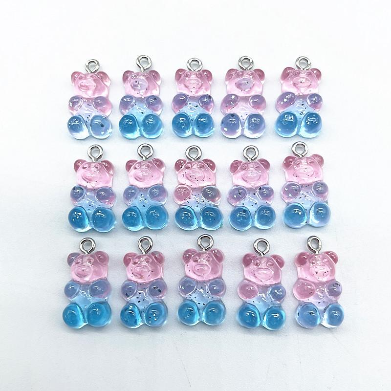 10Pcs Candy Bear Pendant Charms for Necklace Bracelet Earrings Jewelry Making Diy Findings Resin Bears Christmas Making
