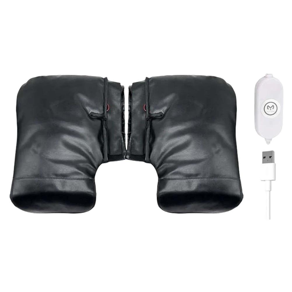Electric Heating Handlebar Gloves 3 Levels Setting Motorcycle Heating Warm Muffs USB Charging for Bicycle MTB Motorcycle Scooter
