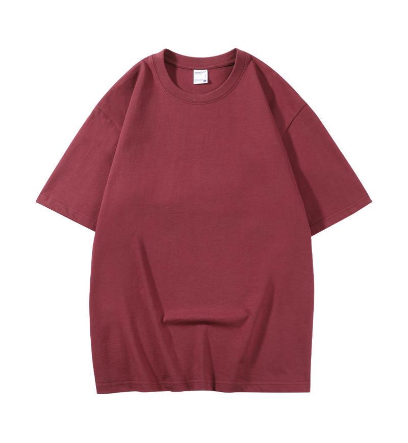 

Футболка унисекс из плотного хлопка плотностью 300 г: Короткие рукава, двойная пряжа, круглый вырез, спущенное плечо, повседневная рабочая одежда, возможность нанесения индивидуального логотипа XL (150-170 jin) бордовый