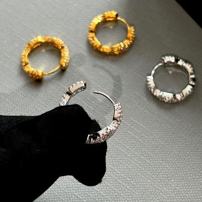 European and American Diamond-encrusted Gold and Silver Exquisite Small Ear Rings Women's Niche Design Sense High-grade Simple Temperament Earrings