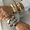 Ingemark Kreativ Einzigartig Metall Polygonal Spiral Feder Armreifen Damen Herren Vintage Geometrisch Breit Manschettenarmbänder Hand Schmuck Geschenk