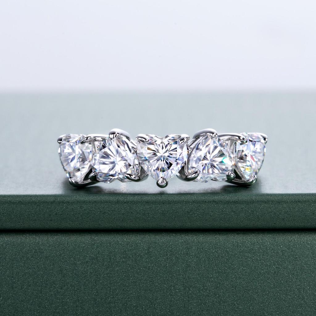 925 Sterling Silver Moissanite Diamond Heart Ring for Women, Stylish Stackable Valentine's Day Gift