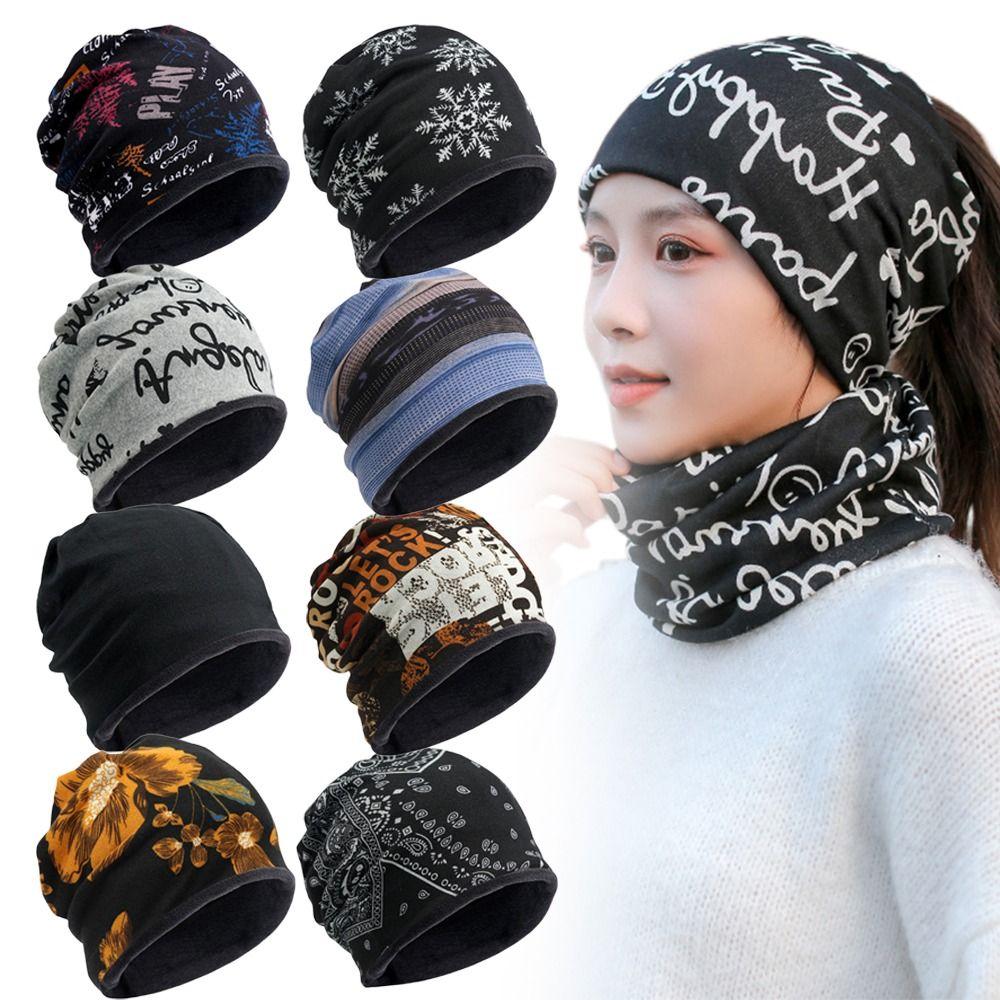 Fleece Lined Cover Head Cap Soft Plush Winter Knitted Hat Fashion Beanies Bonnet  for Women