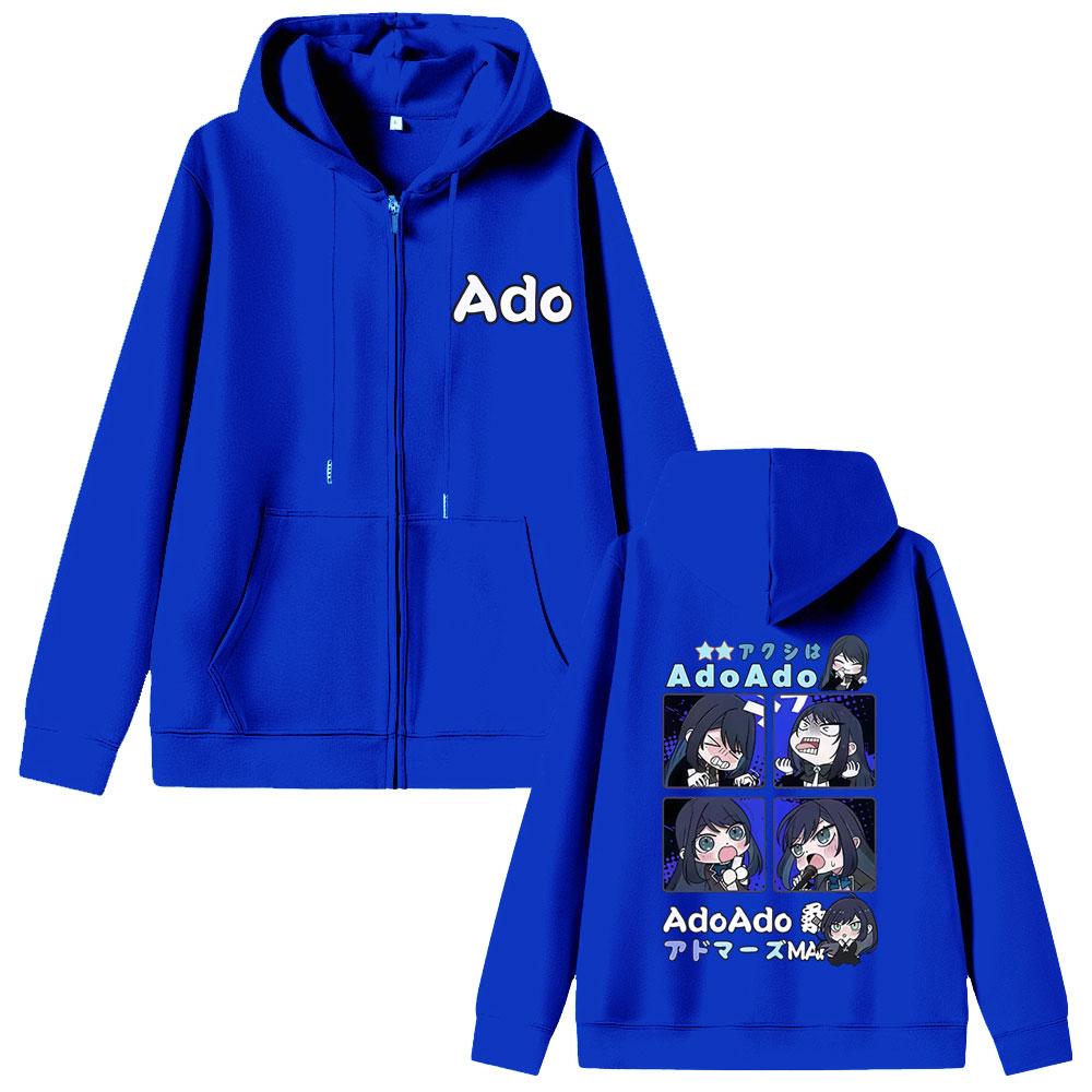 Ado Cartoon Stil Reißverschluss-Hoodie Herren Damen Mode Übergroße Zip-Up Jacke Mann Y2k Japanischer Stil Hoodies Männlich Lässiges Sweatshirt