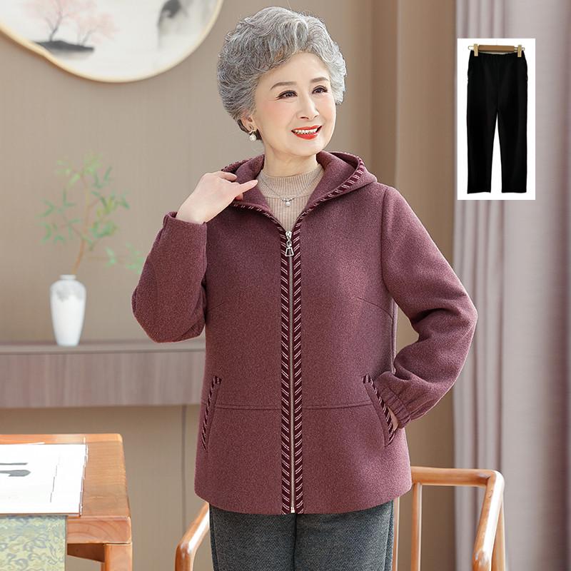 Grandma's New Spring Wool Coat for Elderly Women - Stylish Autumn and Winter Wear