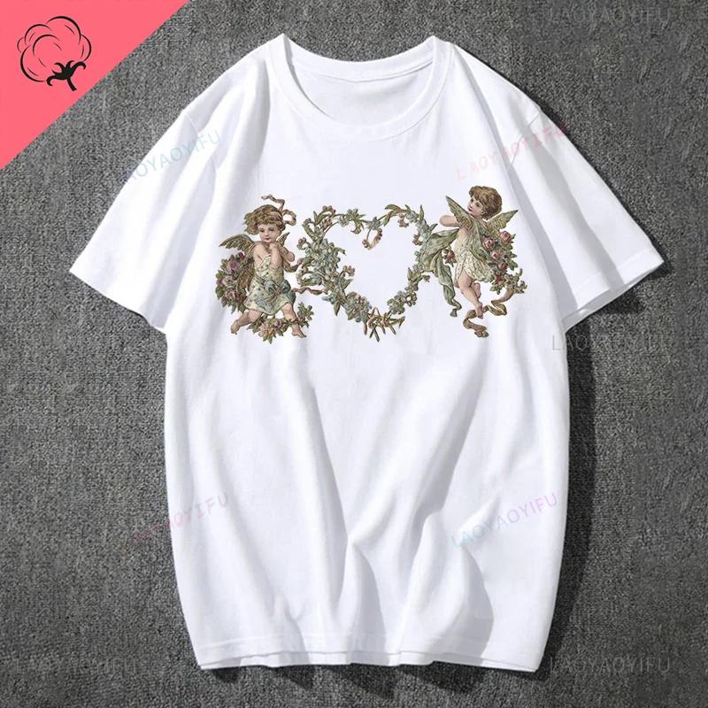 Fashion Fiorucci Baby Angel Graphic Tshirt Summer Classic Aesthetic T Shirt Unisex Unisex Kawaii Clothes Creative Couple Short Sleev Unisex