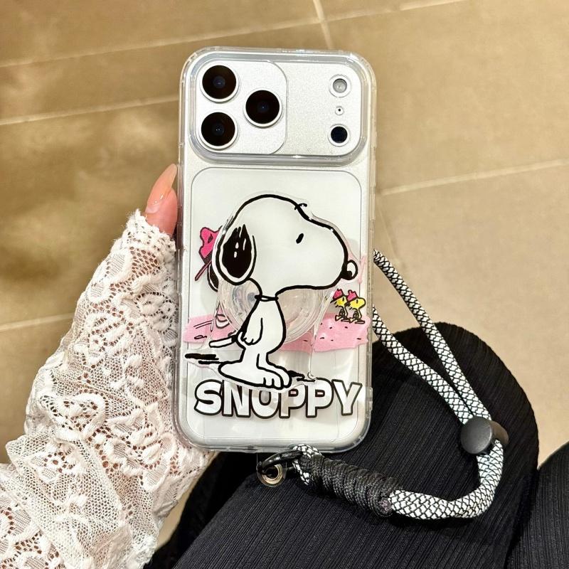 Cute Snoopy hug Charlie friend Holder Phone Case For iPhone 11 12 13 14 15 16 17 Pro Max Plus Funny Snoopy bracket TPU Cover
