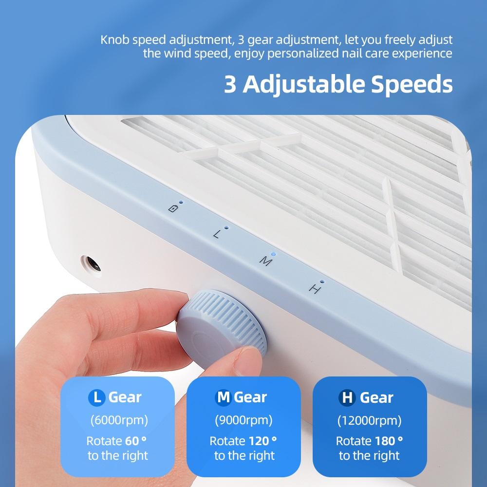 Wireless 120W Super Suction Nail Dust Collector Brushless Nail Dust Extractor Nail Art Manicure Fan Vacuum Cleaner With 2 Filter