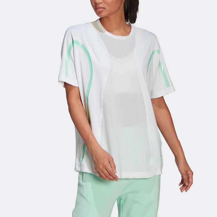 adidas by Stella McCartney Women's Truepace Running Loose T-Shirt White/Light Green HB6081