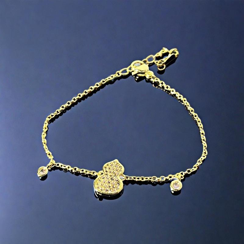 [Gold Chain Gourd Shadow] Guochao Wind Sweet And Cool Medieval Full Diamond Zircon Gourd Bracelet Light Luxury High-End Niche Jewelry