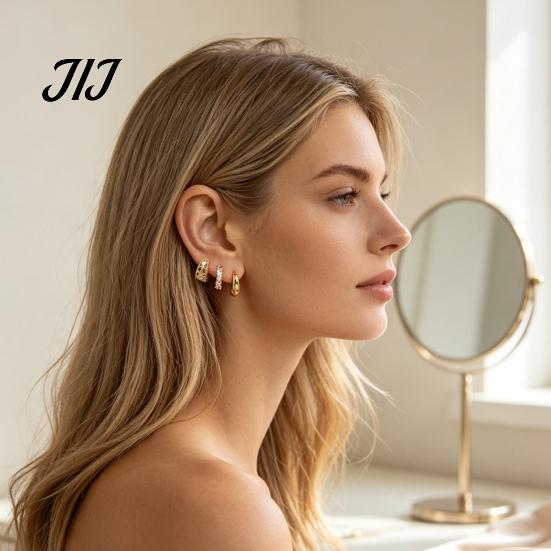 Gold Plated Ear Cuff 3 Pairs Cuffs, Minimalist Metal Hollow Zirconia Clip-on Earrings Auricle for Women, Fashionable Non Pierced Jewelry Daily Wear No