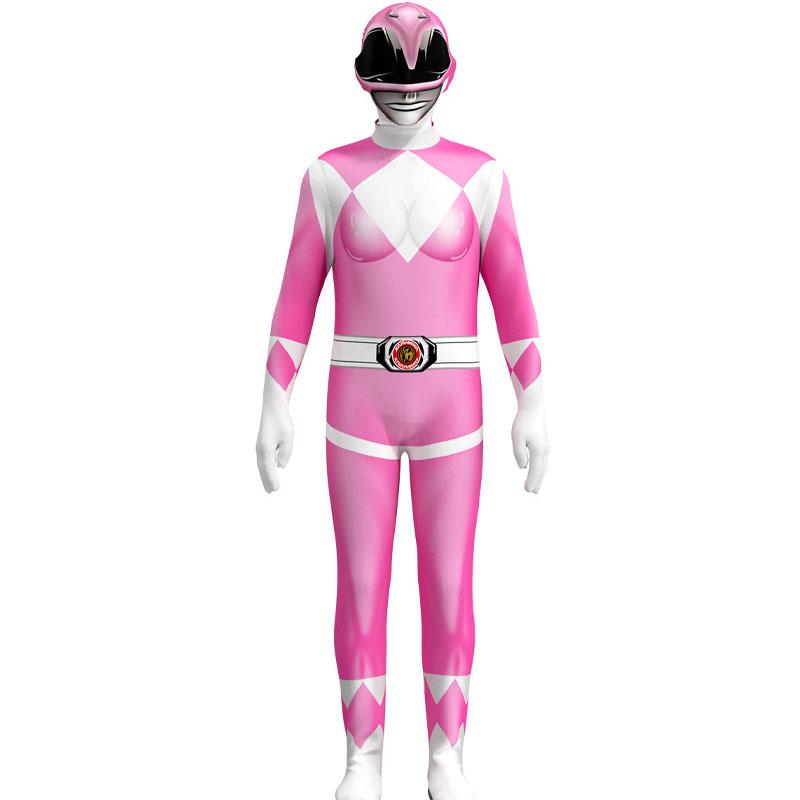 Costume Samouraï Sentai Shinkenger pour Enfant Adulte Combinaison Cosplay Super-héros Halloween Fête d'Anniversaire Combinaison Zentai 110cm rose