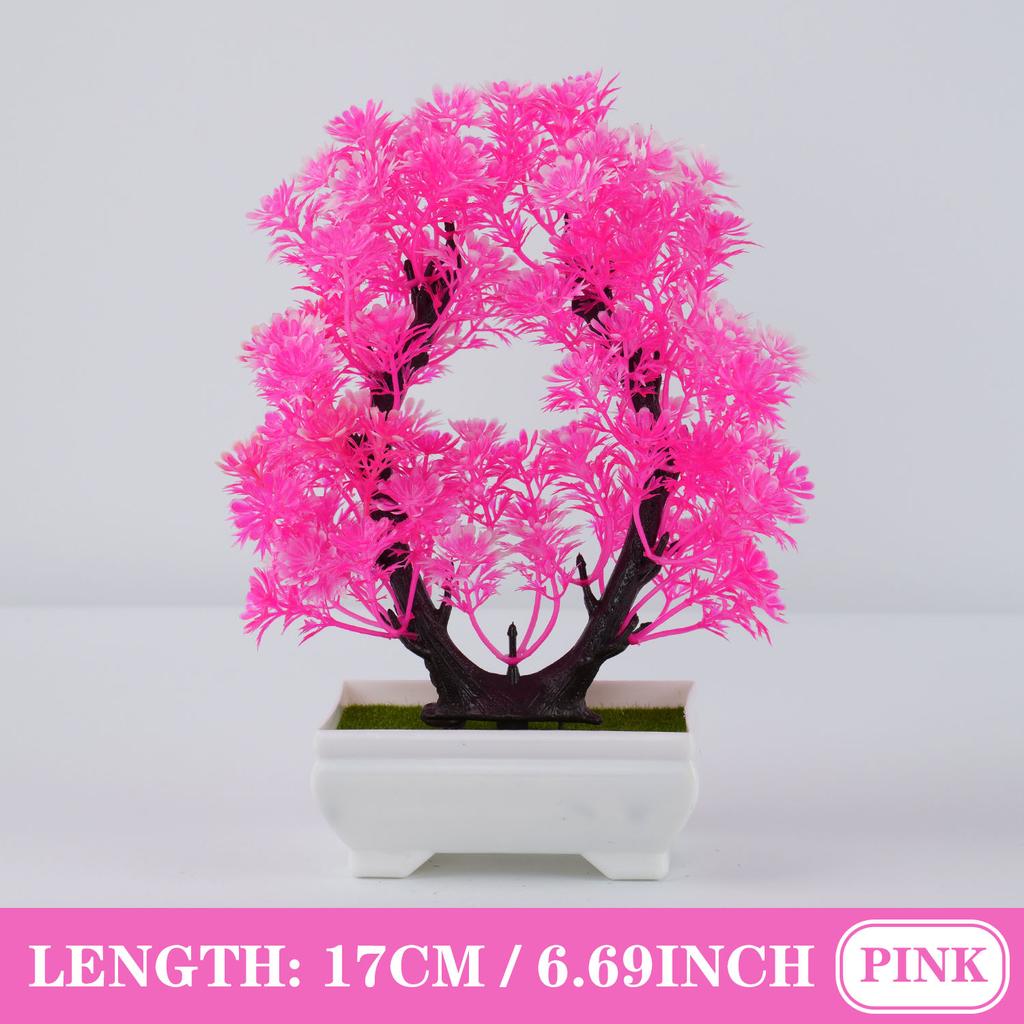 1PC Pink Desktop Artificial Bonsai DIY Home Garden Outdoor Floral Green Plant Flower Arrangement Gift Decoration