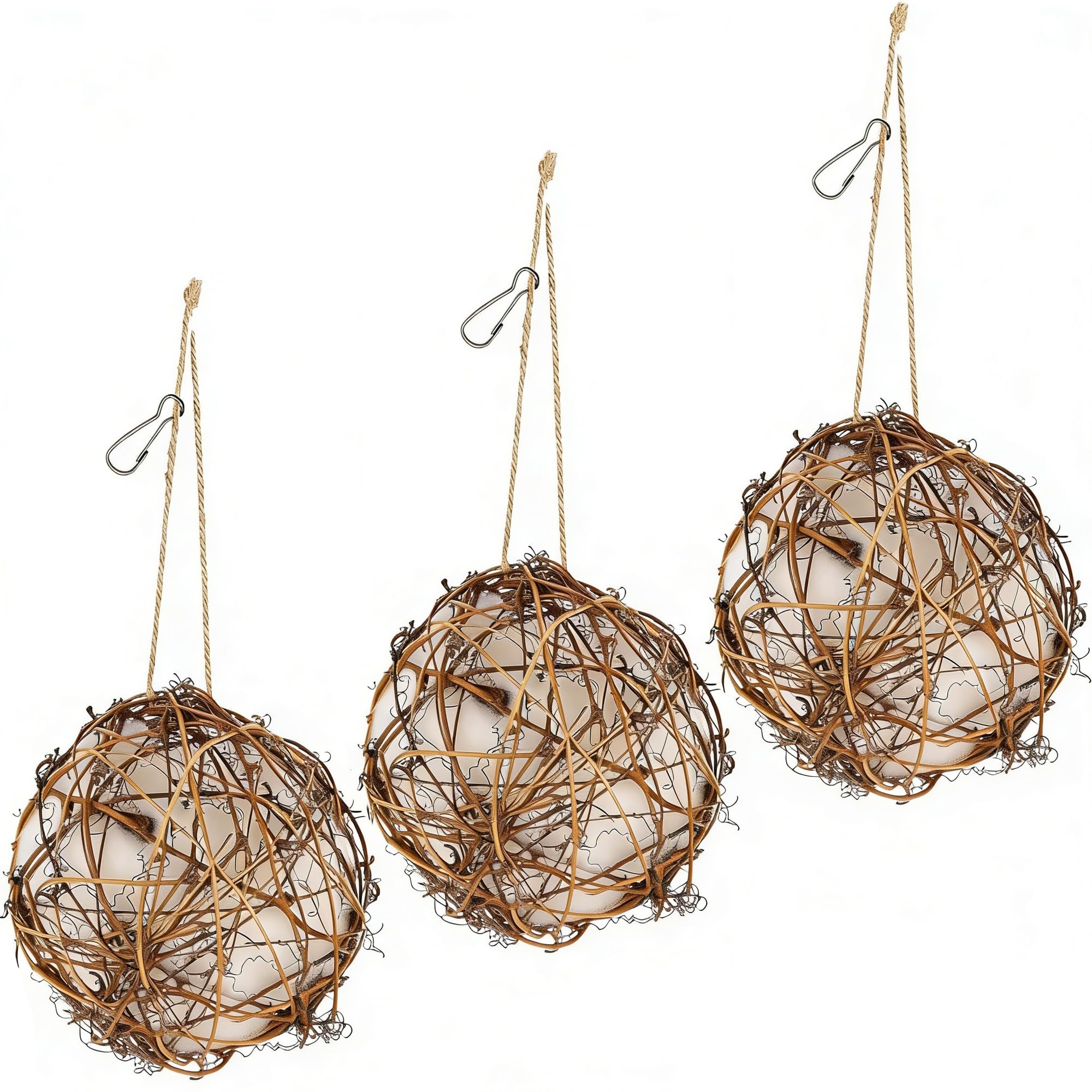 

Bird Nesting Material Holder for Hummingbirds, 3 Pack Natural Nesting Ballsfor Wild Birds Outdoor Hummingbird House Gift for Bird Lovers Refillable Style 1