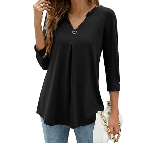

Осенняя блузка три четверти, легкая однотонная рукава, дышащая цветная тонкая женская туника, блузка женская S