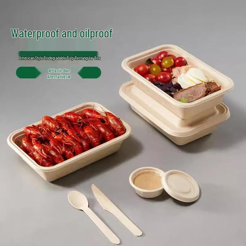 American Style Degradable Pulp Takeout Containers with Lids