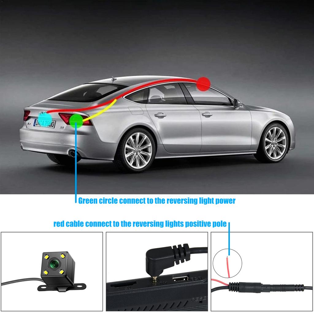 170 Degree Parking Camera 5 Pin HD Car Rear View Camera Reverse 4LED Night Vision Video Camera Wide Angle For Car Accessories