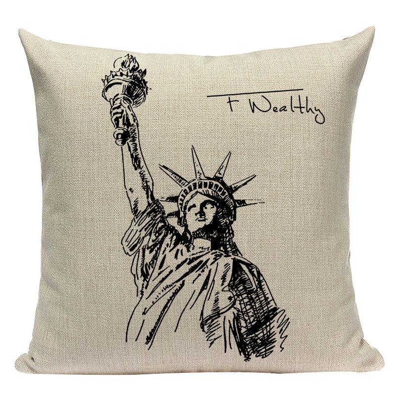 Simple Cushion Decorative Pillows Custom Cushion Cover Building Wind Pillow Case For Pillow Statue Of Liberty Pillow Case