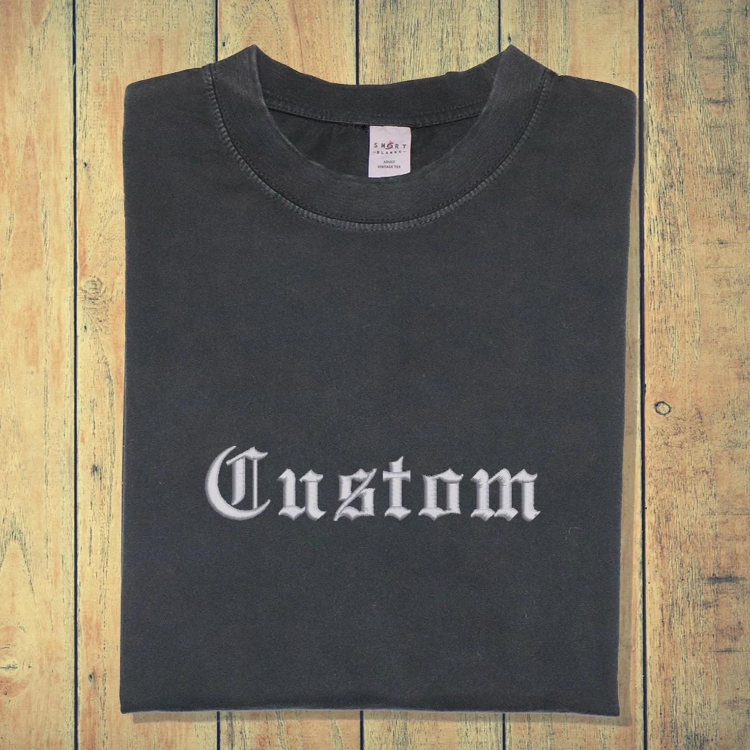 Custom Text in Old English Embroidered Your Name Embroidery Goth Letter Branding 4XL