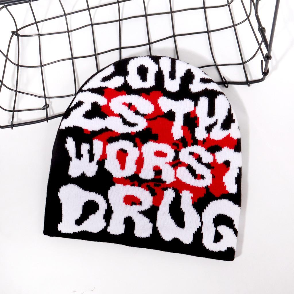 Fashion Pattern Letter Neutral Casual Warm Knitted Hat For Autumn Winter And