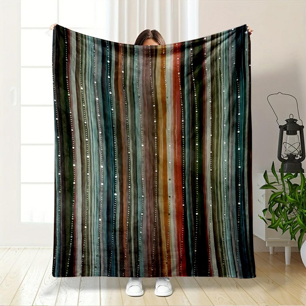 Bohemian Striped Pattern Blanket Design Flannel blanket for bedroom, living room, sofa, and nap sofas.