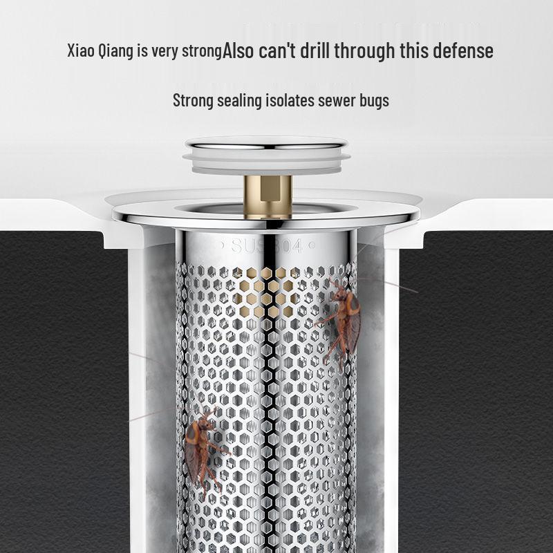 Universal Anti-Clog Push-Type Wash Basin Drain Filter and Deodorizing Stopper