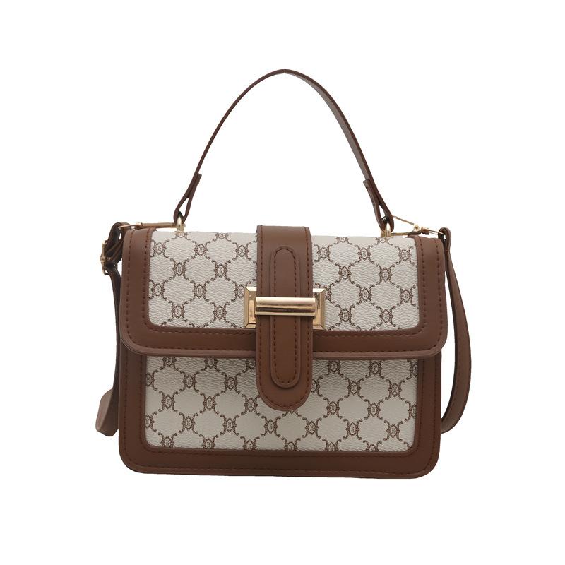 2025 New Fashion Simple High Value Shoulder Bag Retro Trend Personalized Printing Portable Commuter Small Square Bag