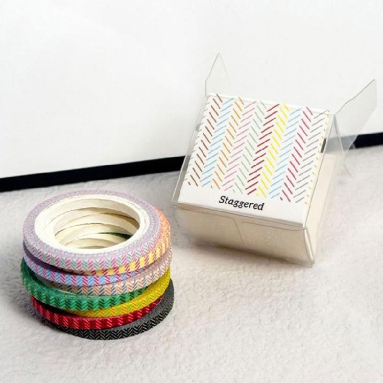 8Rolls Decorative Paper Tapes 3mmX5m Dot Striped Pattern Adhesive Tape For ScrapbookingJournal Planner Photo Album