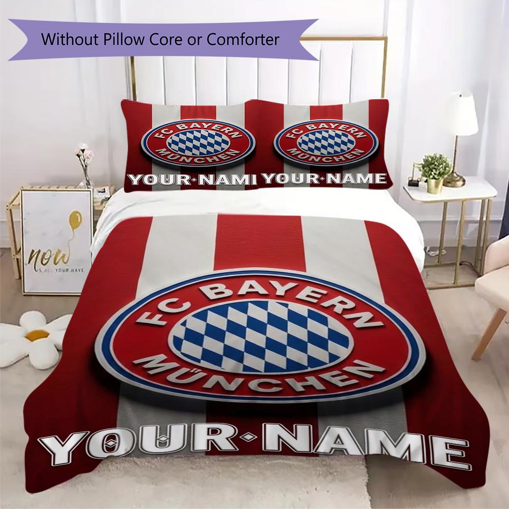 Custom Name Bayern Munich Pattern Bedding uilt Set uilt Cover Pillowcase Home Decoration Birthday Gift (1*duvet cover+2*pillowcase without core)