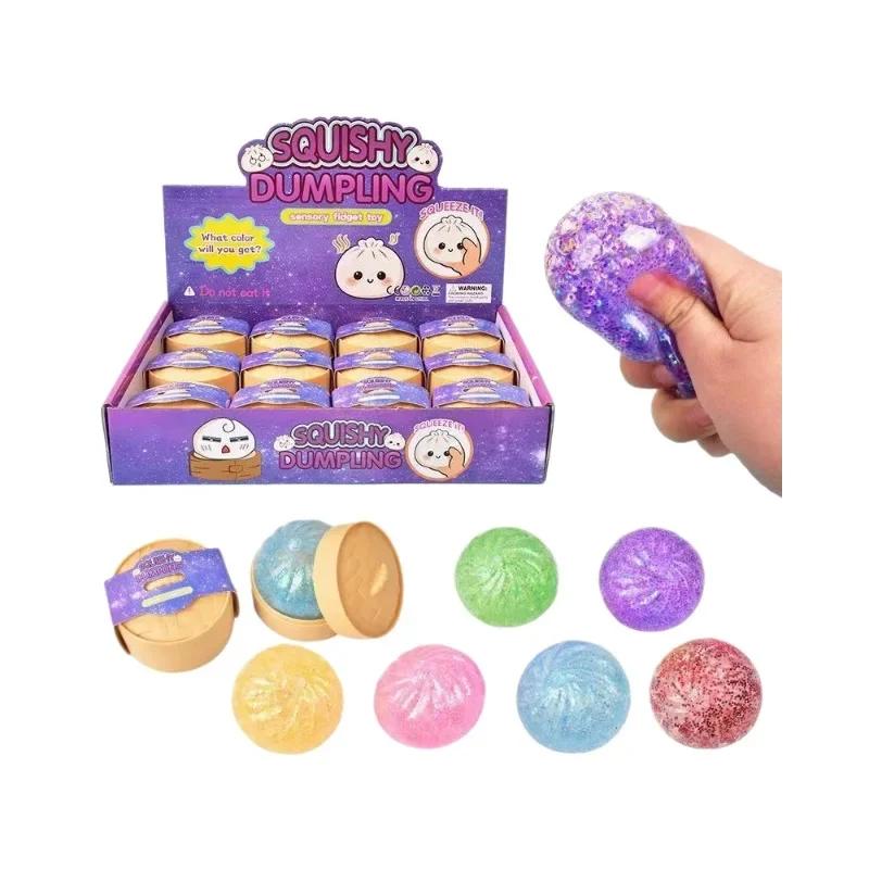 Mini Bunte Glitzer-Knödel & Brötchen Squishy Stressbälle, Simulierte Lebensmittel Entlüftungs Quetsch Fidget Spielzeug, Stressabbau Neuheit Geschenk für Kinder Erwachsene