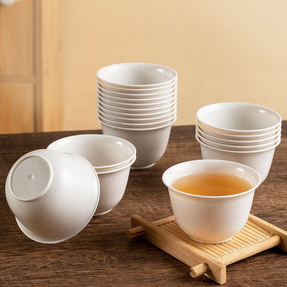 48Pcs/pack New Rice Husk Disposable Tea Cup Thickened Hospitality Kung Fu Tea Cup Biodegradable Small Tea Cup