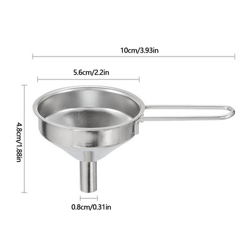 1PC Stainless Steel Mini Funnel Kitchen Oil Liquid Funnel With Stable Handle Wide Mouth Funnel For Canning Kitchen Tools